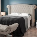Ver imagem 2 de Cabeceira Cama Box Casal com Tachas 140 cm Sofia P05 Linho Creme - Lyam Decor