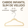 Kit 50 Cabide Infantil Veludo Antideslizante Ultra Fino Moderno Bege - 6