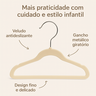 Kit 50 Cabide Infantil Veludo Antideslizante Ultra Fino Moderno Bege - 3