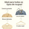 Kit 50 Cabide Infantil Veludo Antideslizante Ultra Fino Moderno Bege - 7
