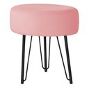 Ver imagem 1 de Puff Redondo para Quarto e Sala de Estar Tripe Base Ferro Preto Veludo