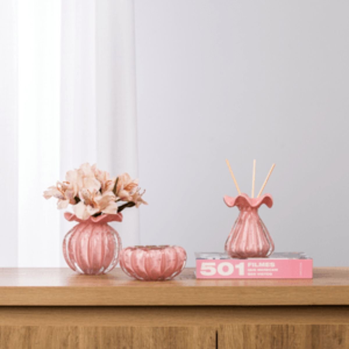 Difusor/Vaso Trouxinha Cristal Murano Rosa Candy Vicenza - 4