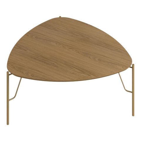 Mesa de Centro para Sala de Estar Alta Pés Industrial Dourado Alef I03 Louro - Lyam Decor