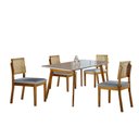 Ver imagem 2 de Conjunto Sala de Jantar Grécia Mesa e Cadeiras Madeira Maciça e Encosto Telinha Rattan Móveis Mix