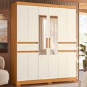 Ver imagem 4 de Guarda Roupa Casal Olimpia 10 Portas com Espelho Cinamomo Off White - Móveis Albatroz