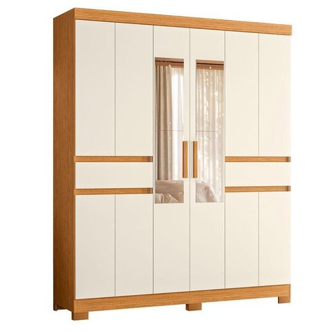 Guarda Roupa Casal Olimpia 10 Portas com Espelho Cinamomo Off White - Móveis Albatroz