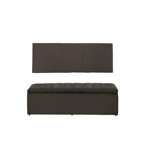 Kit Cabeceira e Calçadeira Vitoria 193 cm Suede Marrom
