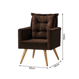 Poltrona Cancun Decorativa para Recepção Estofado Linho Marrom Pés Palito - 3