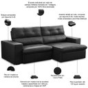 Ver imagem 3 de Sofá Retrátil Reclinável para Sala 3 Lugares 230cm Bryant L06 Couro Preto - Lyam Decor