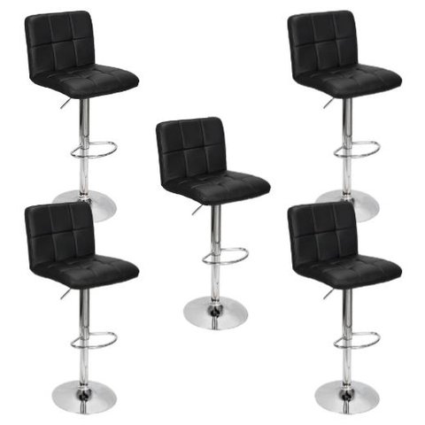 Kit 5 Banquetas Gomos para Cozinha Preta