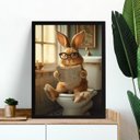 Ver imagem 1 de Quadro Decorativo de Banheiro - Coelhinho no Vaso 45x34cm - com Vidro:moldura Branca