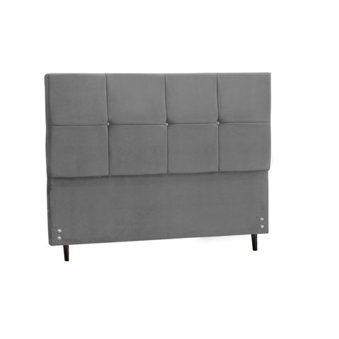 Cabeceira New Civic  Estofada Com Botão de Strass para Cama Box Casal King Size 195Cm Chumbo