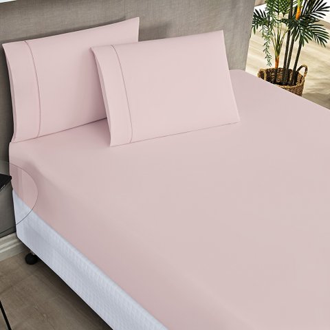 Jogo de Lençol King Elegance 200 Fios 3 Peças - Rosa