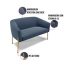 Ver imagem 5 de Sofá Namoradeira e 2 Poltronas Pé de Ferro Dourado Stella Suede D03 - D'Rossi Azul Marinho