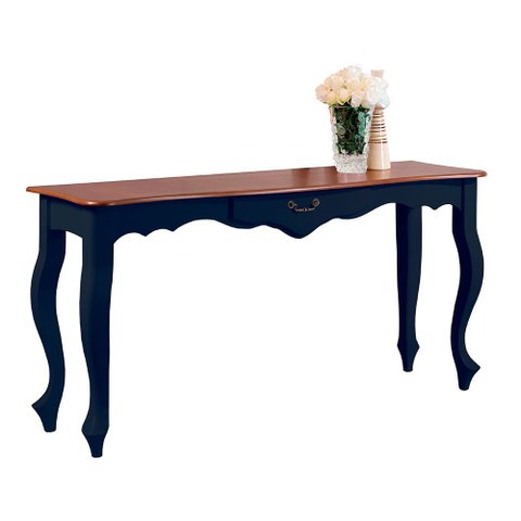 Aparador de Sala 156cm com Pés Luis XV e 1 Gaveta 70812 Linz Móveis - Azul Petróleo/Imbuia