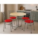 Ver imagem 2 de Mesa de Jantar Redonda 80cm Pinus com 4 Cadeiras Estofada Cinza