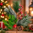 Ver imagem 3 de Pick Ramo Artificial Decoração Enfeite Natal 55cm Kit 6PÇS
