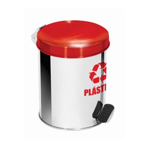 Lixeira Pedal Seletiva Aço Inox Vermelha 15 Litros Ecobin