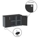 Ver mais imagens de Armário Credenza 2 Portas Pivotante P25 Cinza/Grafito/Preto