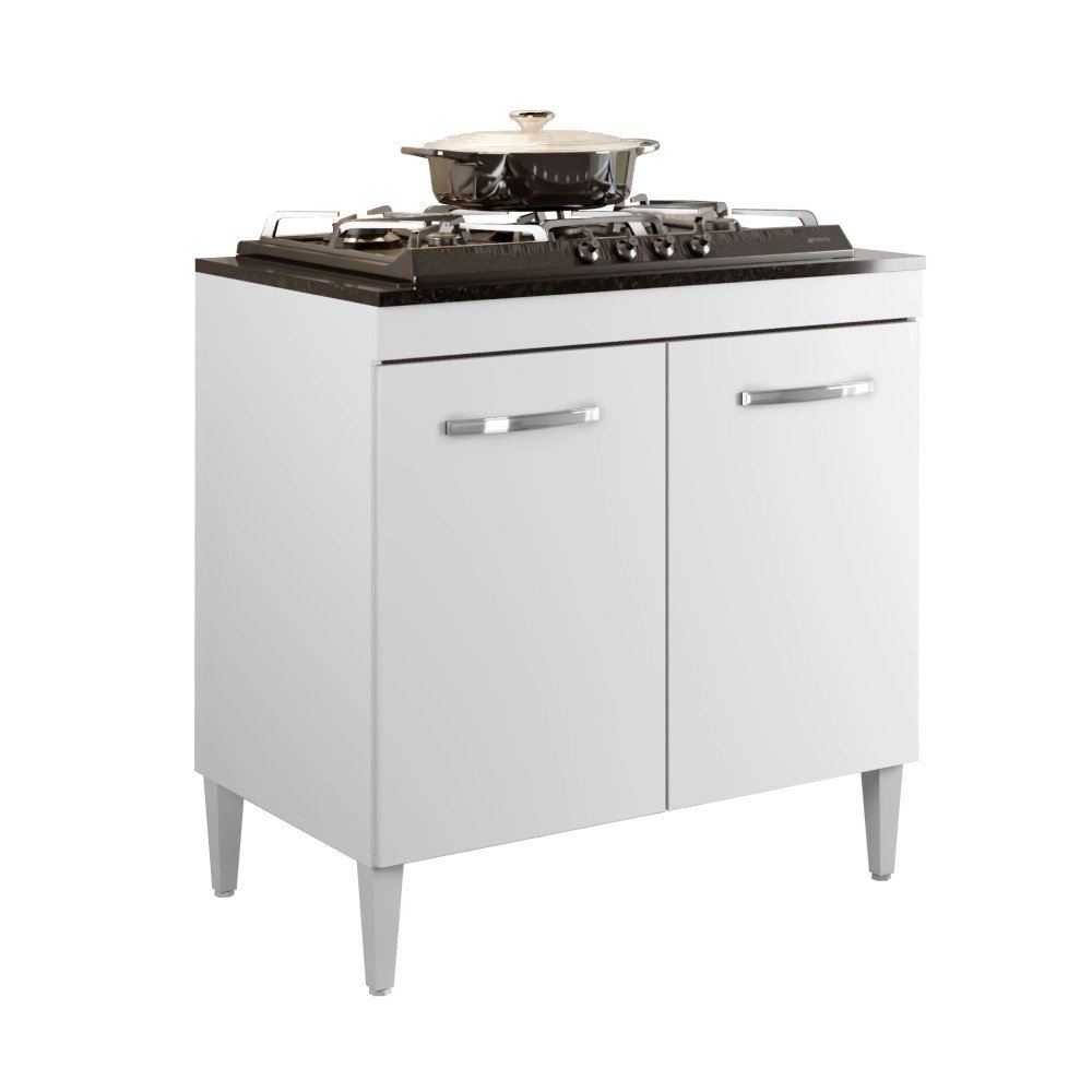 Balcao Cooktop 04 Bocas 2 Portas Sevilha Branco Kaiki Móveis