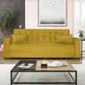 Sofá Cama 3 Lugares Jobim Suede Amarelo - Amarena Móveis - 1