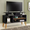 Ver imagem 1 de Rack Lyon Pés em Madeira Prateleiras Moderno para Tv Ate 42 Polegadas:preto