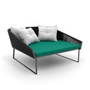Ver imagem 1 de Chaise Quadrada Maldivas em Corda Náutica Preto - Tecido Lisato Esmeralda