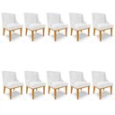 Ver imagem 1 de Kit 10 Cadeiras Estofadas Base Fixa de Madeira Castanho Lia Sintético Premium Branco - Ibiza