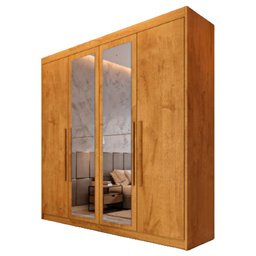 Guarda Roupa 4 Portas Aurora com Espelho Peroba - Móveis Europa - 2