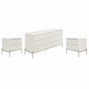 Ver imagem 1 de Cômoda com 6 Gavetas e 2 Mesas de Cabeceira Jasper - Off White Fosco com Champanhe