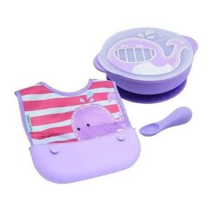 Kit Alimentação Tigela Tampa Babador Colher Marcus & Marcus