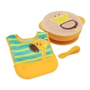 Kit Alimentação Tigela Tampa Babador Colher Marcus & Marcus