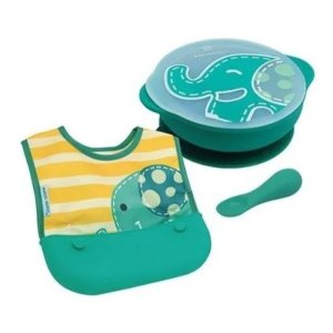 Kit Alimentação Tigela Tampa Babador Colher Marcus & Marcus