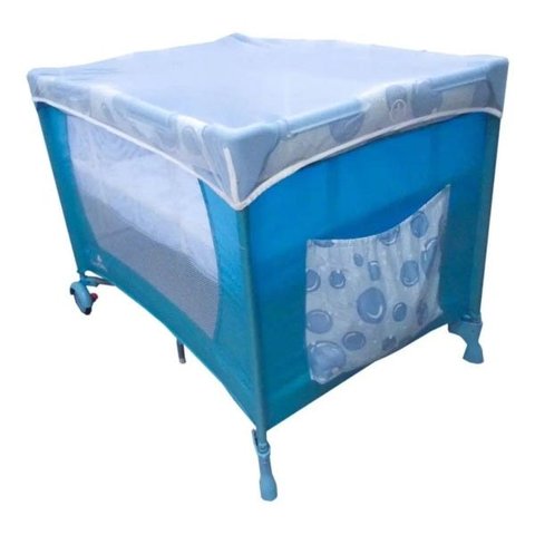 Berço Cercado Portátil Azul Eco com Mosquiteiro