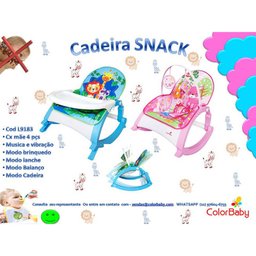 Cadeira Cadeirinha De Descanso Alimentação Com Bandeja Azul - 3