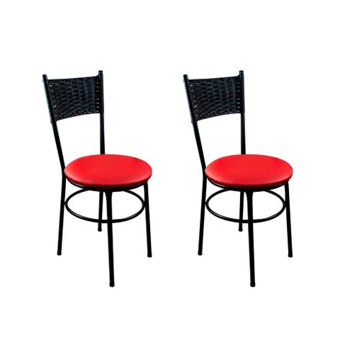 Conjunto 2 Cadeiras Pretas para Cozinha Viena Preta:Vermelho