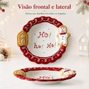 Ver imagem 5 de Prato Natalino de Cerâmica 16cm Vermelho Branco com Relevo
