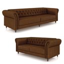 Ver imagem 2 de Conjunto de Sofá Sala de Estar Stanford Chesterfield 2 e 3 Lugares 180cm/240cm Pés Madeira Couro Mar