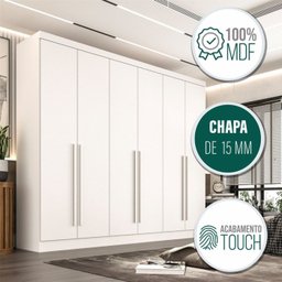 Guarda Roupa Gramado Casal 6 Pts Mdf Valverde Branco - 5