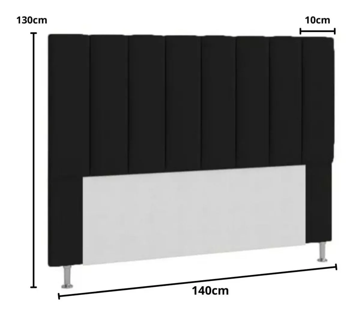 Cabeceira Moderna Estofada 140cm Carla Casal Preta - 3
