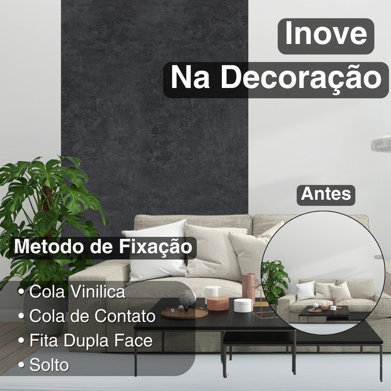 Piso Vinílico em Manta Preto Branco Dama ou Cimento Rolo 16m Cor:branco - 5