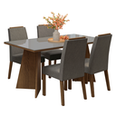 Ver imagem 2 de Conjunto Sala de Jantar Tampo de Vidro 4 Cadeiras Rustic/cinza/silver Braga Madesa