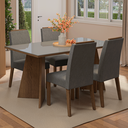Ver imagem 1 de Conjunto Sala de Jantar Tampo de Vidro 4 Cadeiras Rustic/cinza/silver Braga Madesa
