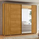 Ver imagem 1 de Guarda-Roupa Casal 2 Portas Correr 100% MDF 8 Gavetas Cabideiro Extensível com Espelho e Pés Dali