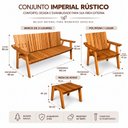 Ver imagem 3 de Conjunto Bancos Rústicos 3 Lugares, 2 Poltronas e Mesa de Apoio Jardim Madeira Maciça