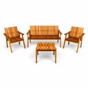 Ver imagem 2 de Conjunto Bancos Rústicos 3 Lugares, 2 Poltronas e Mesa de Apoio Jardim Madeira Maciça