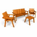 Ver imagem 6 de Conjunto Bancos Rústicos 3 Lugares, 2 Poltronas e Mesa de Apoio Jardim Madeira Maciça