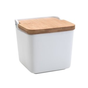 Saleiro de Cerâmica com Tampa de Bambu Bianco 12cm Lyor