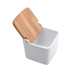 Saleiro de Cerâmica com Tampa de Bambu Bianco 12cm Lyor - 3
