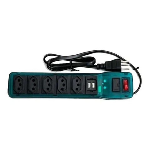 Filtro De Linha 5 Tomadas Com 2 Entrada Usb Multicraft